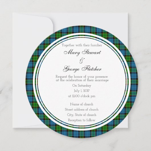 Fletcher Scottish Wedding Round Einladung (Vorderseite)