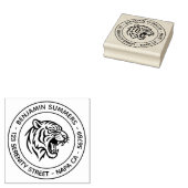 Fletschendes Tigerprofil Runde Adresse Gummistempel (Stempel)