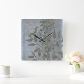 Fleur de Bleu I Quadratische Wanduhr (Zuhause)