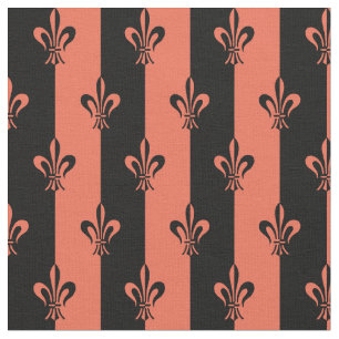 Fleur De Lic Streifen in Schwarz und Rot Stoff