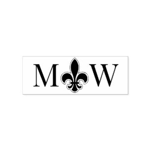 Fleur de Lis #22 Paar Hochzeit 2 Initialen Monogra Permastempel
