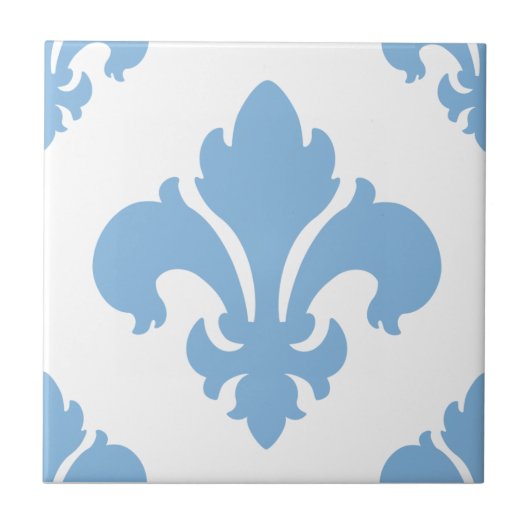 Fleur De Lis 2 Ruhig Blau Fliese (Vorderseite)