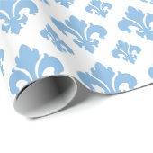 Fleur De Lis 2 Ruhig Blau Geschenkpapier (Rolleneckpunkt)