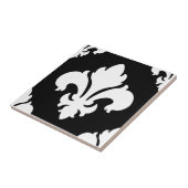 Fleur De Lis 2 Schwarz und Weiß Fliese (Seite)