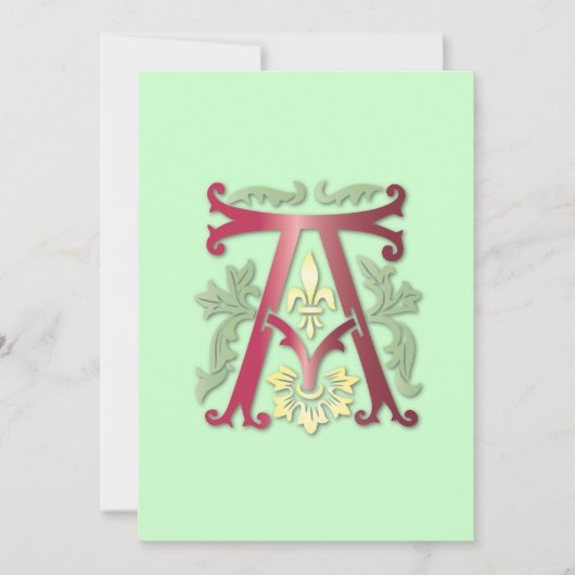 Fleur-de-lis-A-Monogramm Einladung (Vorderseite)