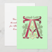 Fleur-de-lis-A-Monogramm Einladung (Vorne/Hinten)