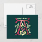 Fleur-de-lis-A-Monogramm Postkarte (Vorne/Hinten)