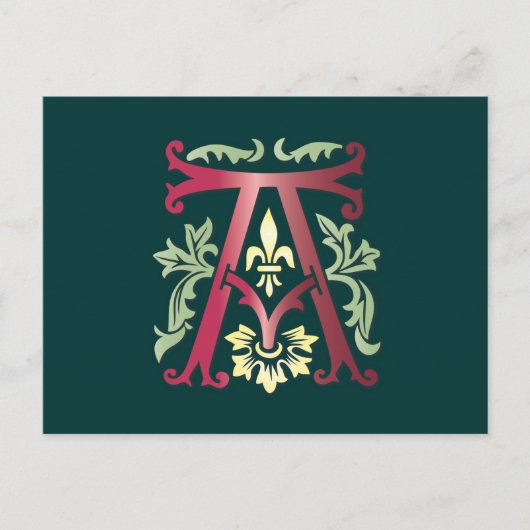 Fleur-de-lis-A-Monogramm Postkarte (Vorderseite)