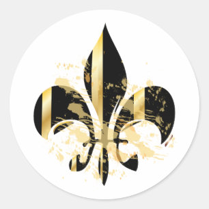 Fleur de Lis, anpassbarer Text Runder Aufkleber
