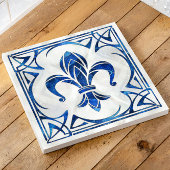 Fleur-De-Lis - Art Nouveau - Blauer Marmor und Per Fliese