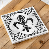 Fleur-De-Lis - Art Nouveau - Schwarzer Marmor und Fliese