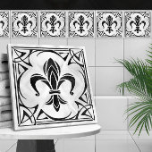 Fleur-De-Lis - Art Nouveau - Schwarzer Marmor und Fliese