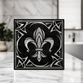 Fleur-De-Lis - Art Nouveau - Schwarzer Marmor und  Fliese