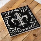Fleur-De-Lis - Art Nouveau - Schwarzer Marmor und  Fliese