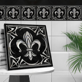 Fleur-De-Lis - Art Nouveau - Schwarzer Marmor und  Fliese
