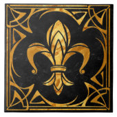 Fleur-De-Lis - Art Nouveau - Schwarzer Marmor und  Fliese (Vorderseite)