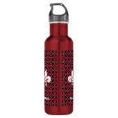 Fleur-de-Lis auf Black & Red Checkered Edelstahlflasche (Rückseite)