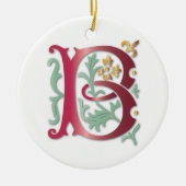 Fleur-de-lis B Monogramm Keramik Ornament (Vorne)