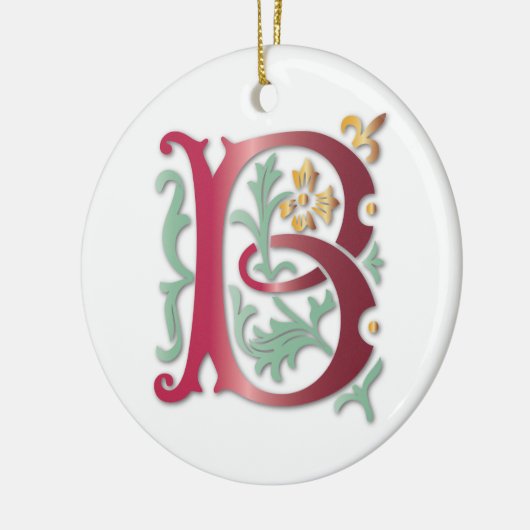 Fleur-de-lis B Monogramm Keramik Ornament (Links)