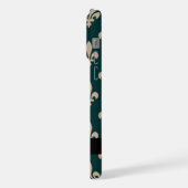 Fleur de Lis, Beige auf Grün, Königlich, Ihr Name iPhone Hülle (Linke Seite)