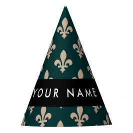Fleur de Lis, Beige auf Grün, Königlich, Ihr Name Partyhütchen