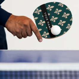 Fleur de Lis, Beige auf Grün, Königlich, Ihr Name Tischtennis Schläger