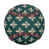 Fleur de Lis, Beige auf Grün, Royal, Ihr Name Baseball (Rückseite)