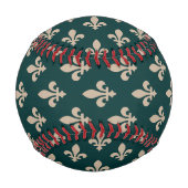 Fleur de Lis, Beige auf Grün, Royal, Ihr Name Baseball (Vorderseite)