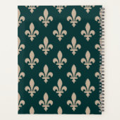 Fleur de Lis, Beige auf Grün, Royal, Ihr Name Planer (Rückseite)