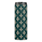 Fleur de Lis, Beige auf Grün, Royal, Ihr Name Thermosbecher (Rückseite)