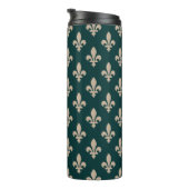 Fleur de Lis, Beige auf Grün, Royal, Ihr Name Thermosbecher (Nach rechts gedreht)