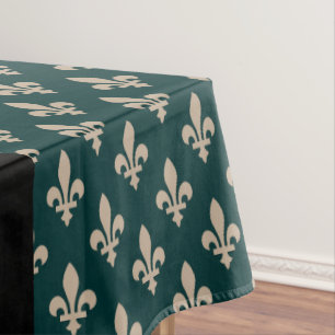 Fleur de Lis, Beige auf Grün, Royal, Ihr Name Tischdecke