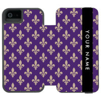 Fleur de Lis, Beige auf Lila, Königlich, Ihr Name