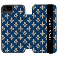Fleur de Lis, Beige auf Navyblau, Königlich, Ihr N