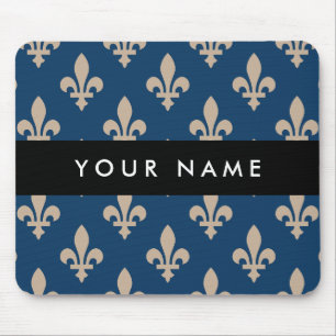 Fleur de Lis, Beige auf Navyblau, Königlich, Ihr N Mousepad