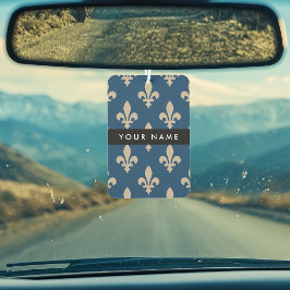 Fleur de Lis, Beige auf Navyblau, Royal, Ihr Name Autolufterfrischer