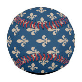 Fleur de Lis, Beige auf Navyblau, Royal, Ihr Name Baseball (Rückseite)