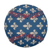Fleur de Lis, Beige auf Navyblau, Royal, Ihr Name Baseball (Vorderseite)