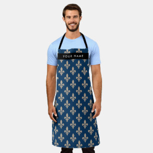 Fleur de Lis, Beige auf Navyblau, Royal, Ihr Name Schürze