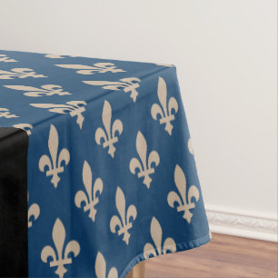 Fleur de Lis, Beige auf Navyblau, Royal, Ihr Name Tischdecke
