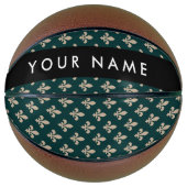 Fleur de Lis, Beige on Green, Royal, Your Name Basketball (Vorderseite)