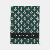 Fleur de Lis, Beige on Green, Royal, Your Name Fleecedecke (Vorderseite)