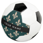 Fleur de Lis, Beige on Green, Royal, Your Name Fußball (Dreiviertel)