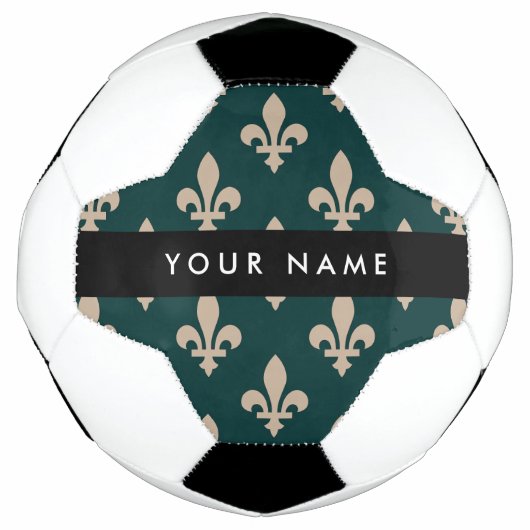 Fleur de Lis, Beige on Green, Royal, Your Name Fußball (Vorderseite)