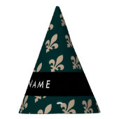 Fleur de Lis, Beige on Green, Royal, Your Name Partyhütchen (Rechts)