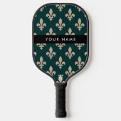 Fleur de Lis, Beige on Green, Royal, Your Name Pickleball Schläger (Vorderseite)