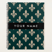 Fleur de Lis, Beige on Green, Royal, Your Name Planer (Vorderseite)