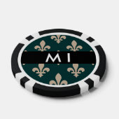 Fleur de Lis, Beige on Green, Royal, Your Name Pokerchips (Einzeln)
