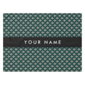 Fleur de Lis, Beige on Green, Royal, Your Name Tischdecke (Vorderseite (Horizontal))