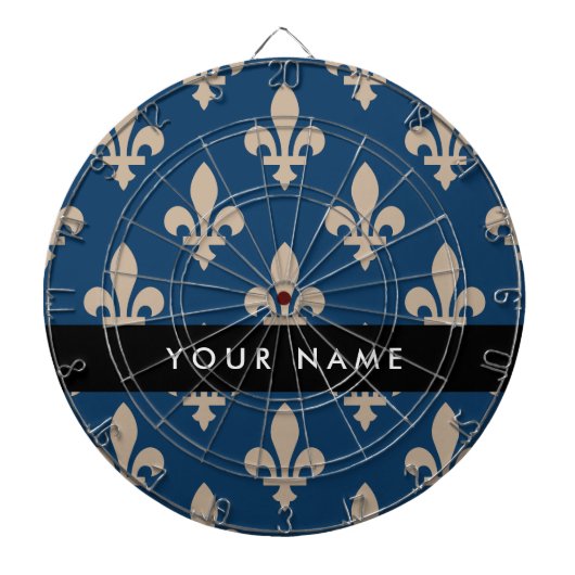 Fleur de Lis, Beige on Navy Blue, Royal, Your Name Dartscheibe (vorne)